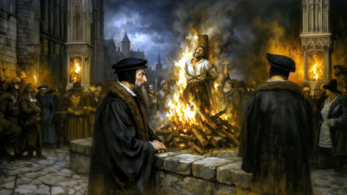 Calvin burns a heretic
